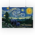 thumbnail image 2 of Poconos, Pennsylvania, Starry Night, Bear and Cub (12x18 Wall Art Poster, Room Decor), 2 of 3