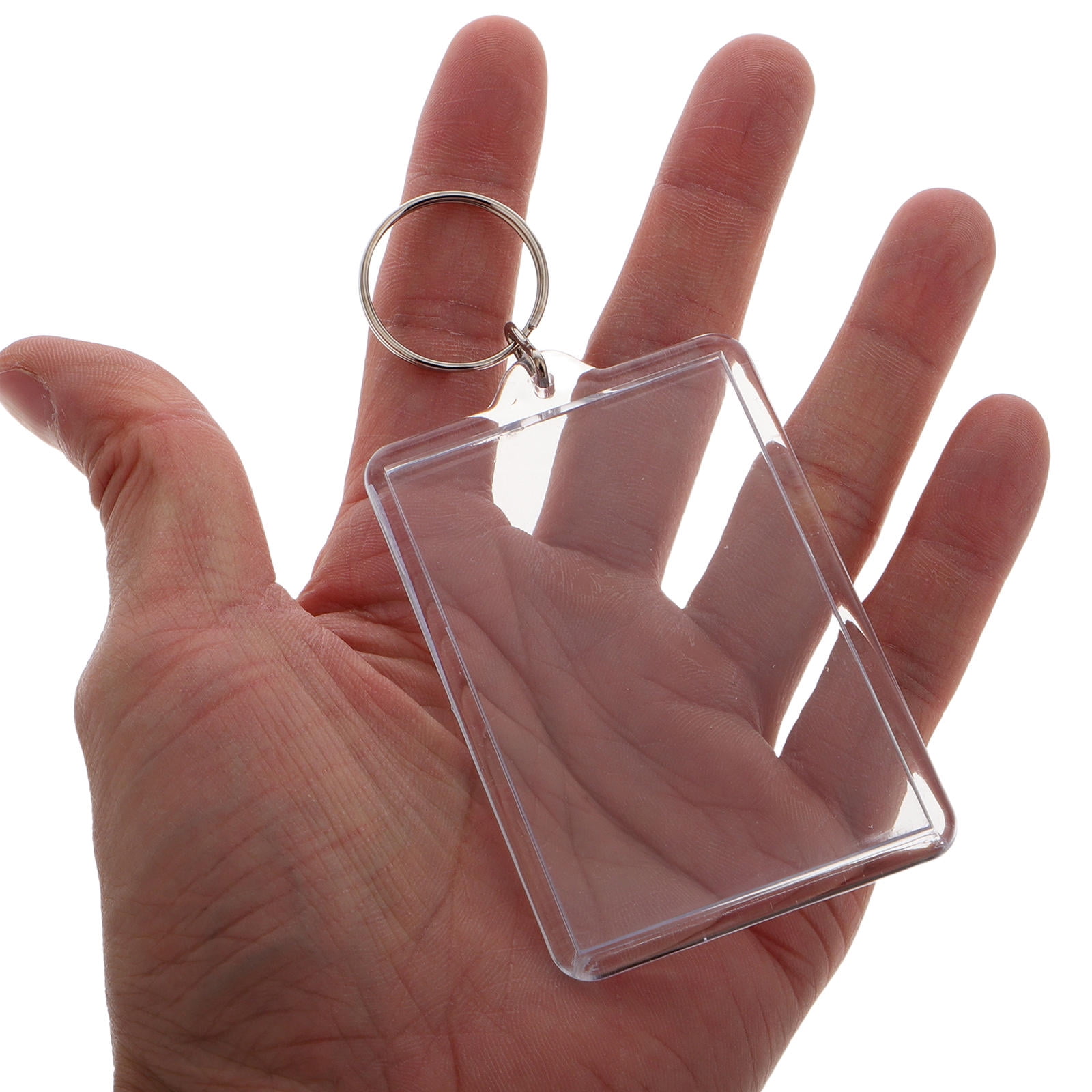 OUNONA 50 Pcs Plastic Keychain Blank Clear Rectangle Keyring Holder Picture Keychain Ornaments Photo Insert Keychain For Diy Projects And Craft