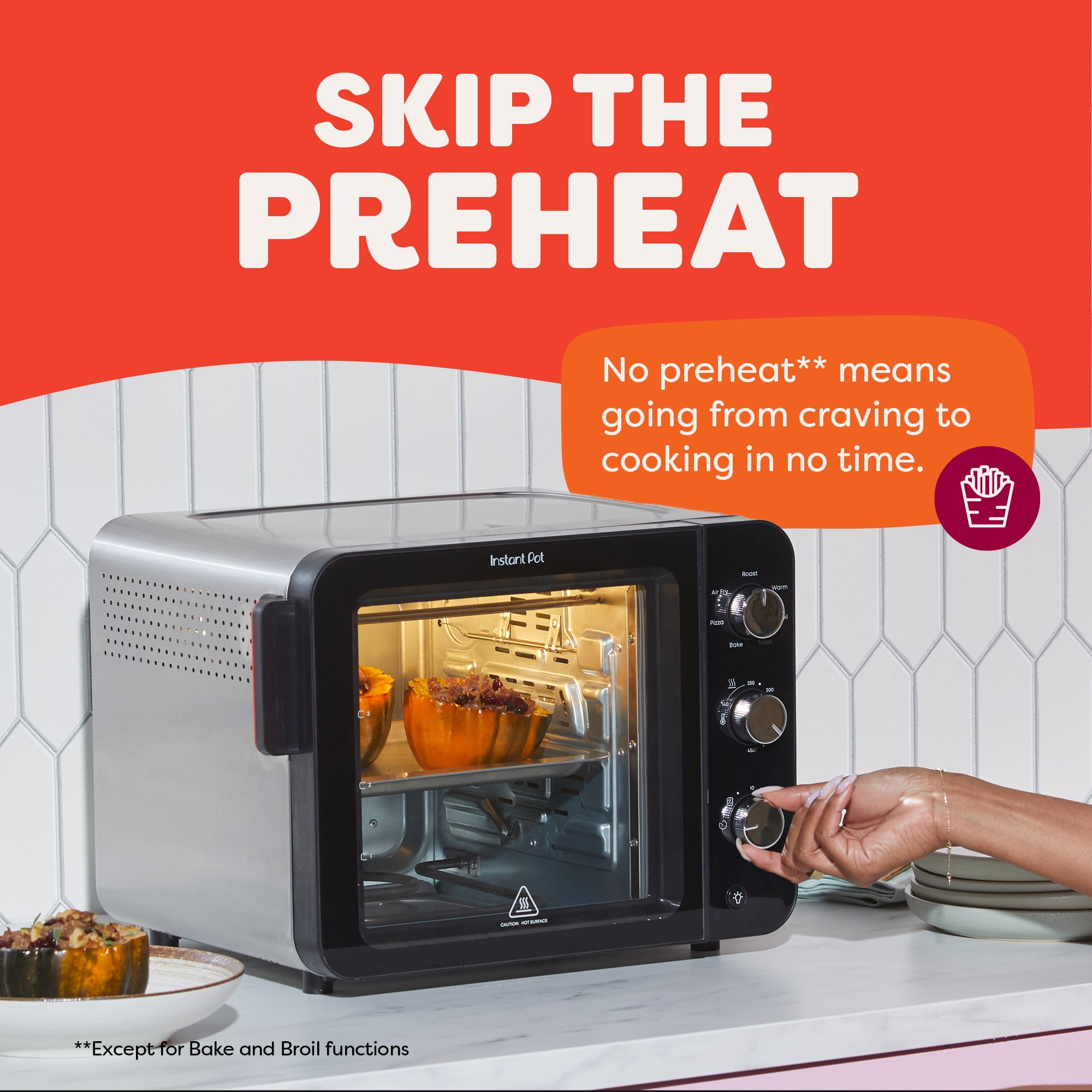 Instant Pot® InstantHeat™ 4-Slice Air Fryer Toaster Oven in Stainless Steel, No Preheat Air Fry, Roast, Toast, Bake, Br Warm, Make Pizza