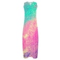 thumbnail image 4 of Dihao Dresses for Women 2024 Plus Size Dress Women Sleeveless V Neck Casual Loose Long Dress with Pockets Glitter Color Splicing Print Tank Zipper Dress Beach Sundress Skirt, 4 of 5