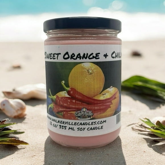 Sweet Orange & Chili Vegan Coconut Soy 12 oz/ 355 ml Candle Hand-poured, Eco-friendly, Clean Burning, Fruity