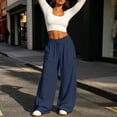 thumbnail image 5 of LEAVINGSUO Wide Leg Sweatpants for Women Solid Color Sweatpants With Pockets Long Pants For Home And Outdoor Sports Navy XXL, 5 of 8