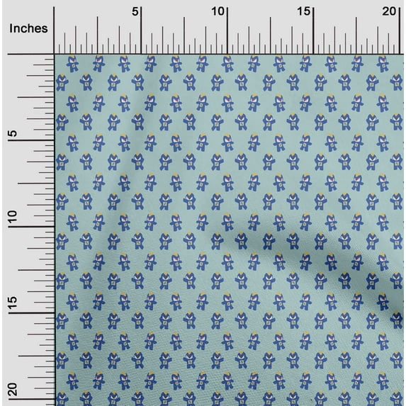 oneOone Cotton Poplin Light Blue Fabric Robot Cartoon Diy Clothing Quilting Fabric Print Fabric By Yard 56 Inch Wide