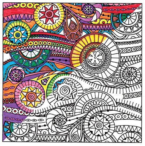 Adult Coloring Canvas 12 Inch X 12 Inch W/12 Markers-Swirl - Walmart.com