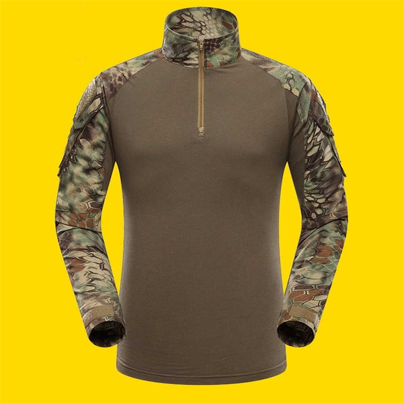 Men Camouflage Hunting Clothing, Combat Training Clothes, Long Sleeve Frog T-Shirts Color:Green Asian Size:M by