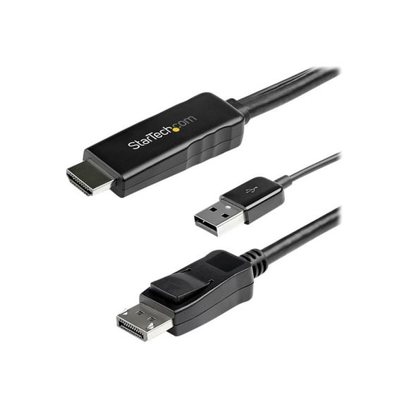 StarTech.com 3m HDMI to DisplayPort Adapter Cable with USB Power - 4K 30Hz Active HDMI to DP 1.2 Converter (HD2DPMM3M) - Video cable - HDMI, USB (power only) male to DisplayPort male - 10 ft - black - 4K support, active