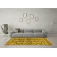 thumbnail image 3 of Ahgly Company Machine Washable Indoor Square Oriental Yellow Traditional Area Rugs, 4' Square, 3 of 4