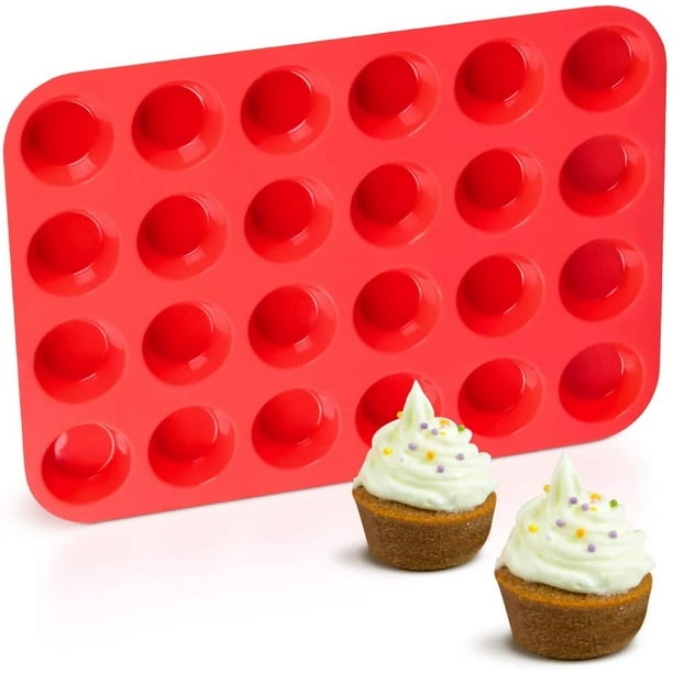 Moule à muffins en silicone Mini 24 tasses à cupcakes, moule à pâtisserie  en silicone antiadhésif sans BPA 1 paquet 