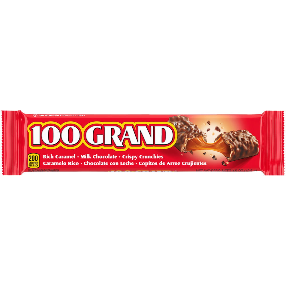100 Grand Milk Chocolate Candy Bars, Full Size Bulk Individually Wrapped Ferrero Candy, Great for Holiday Stocking Stuffers, 1.5 oz