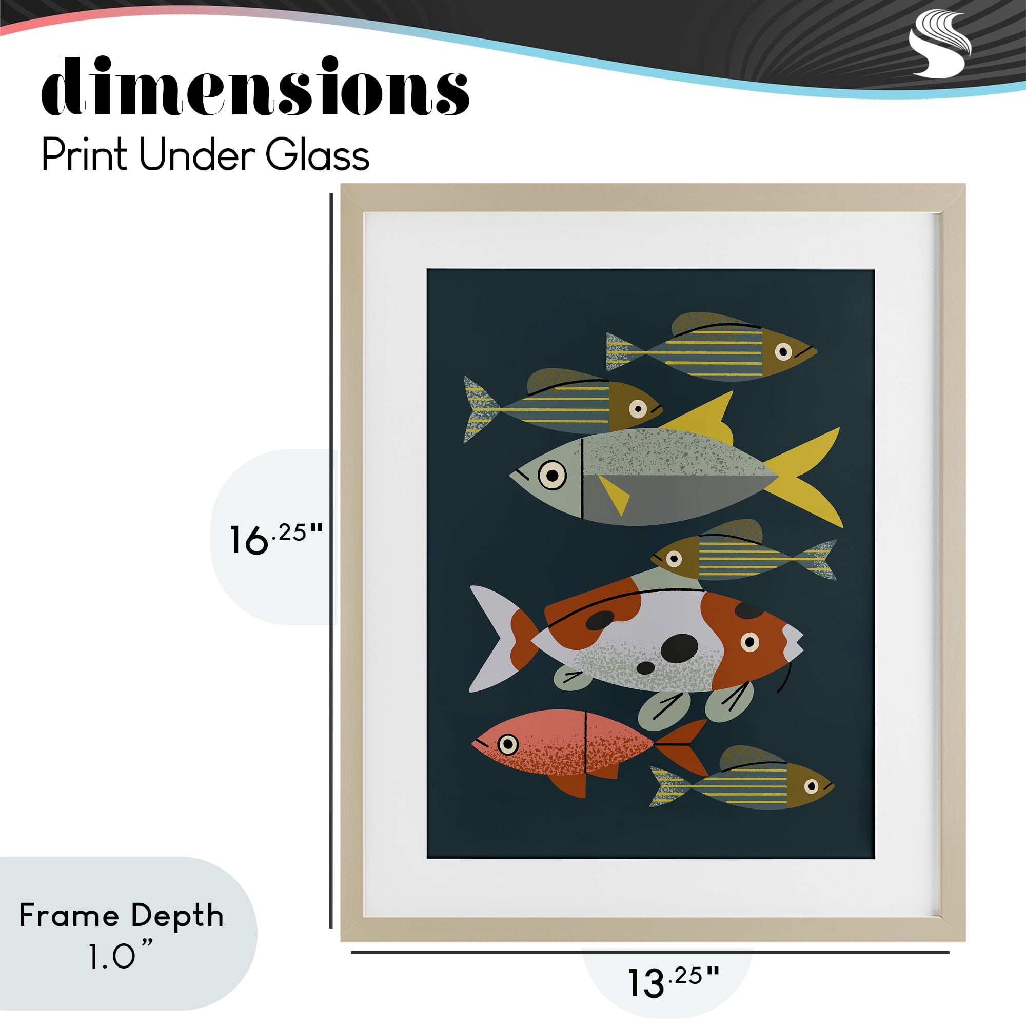 Stupell Industries Midcentury Pond Fishes Birch Framed Print Under Glass, design by Renea L. Thull