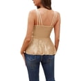 thumbnail image 2 of Franhais Women’s Casual V-neck Backless Camisole Fashion Solid Color Sequin Ruffle Suspender Tops, 2 of 9