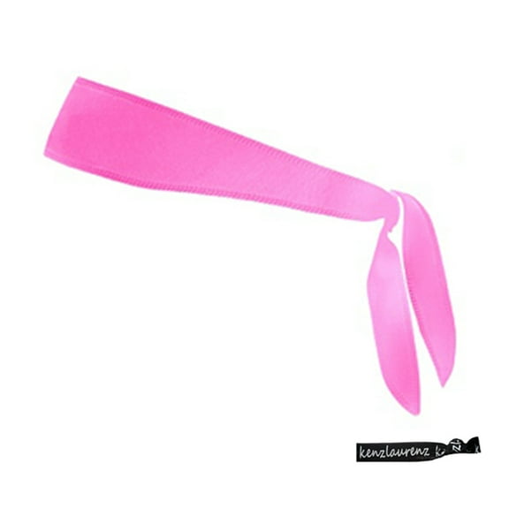 Kenz Laurenz Tie Back Headband Moisture Wicking Athletic Sports Head Band Pink