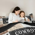 thumbnail image 6 of Manfei Western Cowboy Cowgirl Queen Comforter Set, Tribal Sheep Skeleton Bedding Sets, Rustic Patchwork Reversible Bedding Comforter Set, Lightweight Room Decor, 3-Piece, 6 of 8