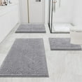 thumbnail image 6 of Smiry Bathroom Rugs 2 Piece Set, Soft Absorbent Chenille Bath Mat and U-Shaped Toilet Contour Rug, Non Slip Shaggy Bath Rug Set (30x20+24x20, Grey), 6 of 8