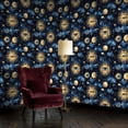 thumbnail image 6 of Boho Peel and Stick Wallpaper Cosmic Eye Planetary Galaxy Art Gold Blue Wall Mural 17.7in x 9.8ft Self Adhesive Removable Wall Paper Renter Friendly Wallpaper for Bedroom Kitchen Farm, 6 of 8