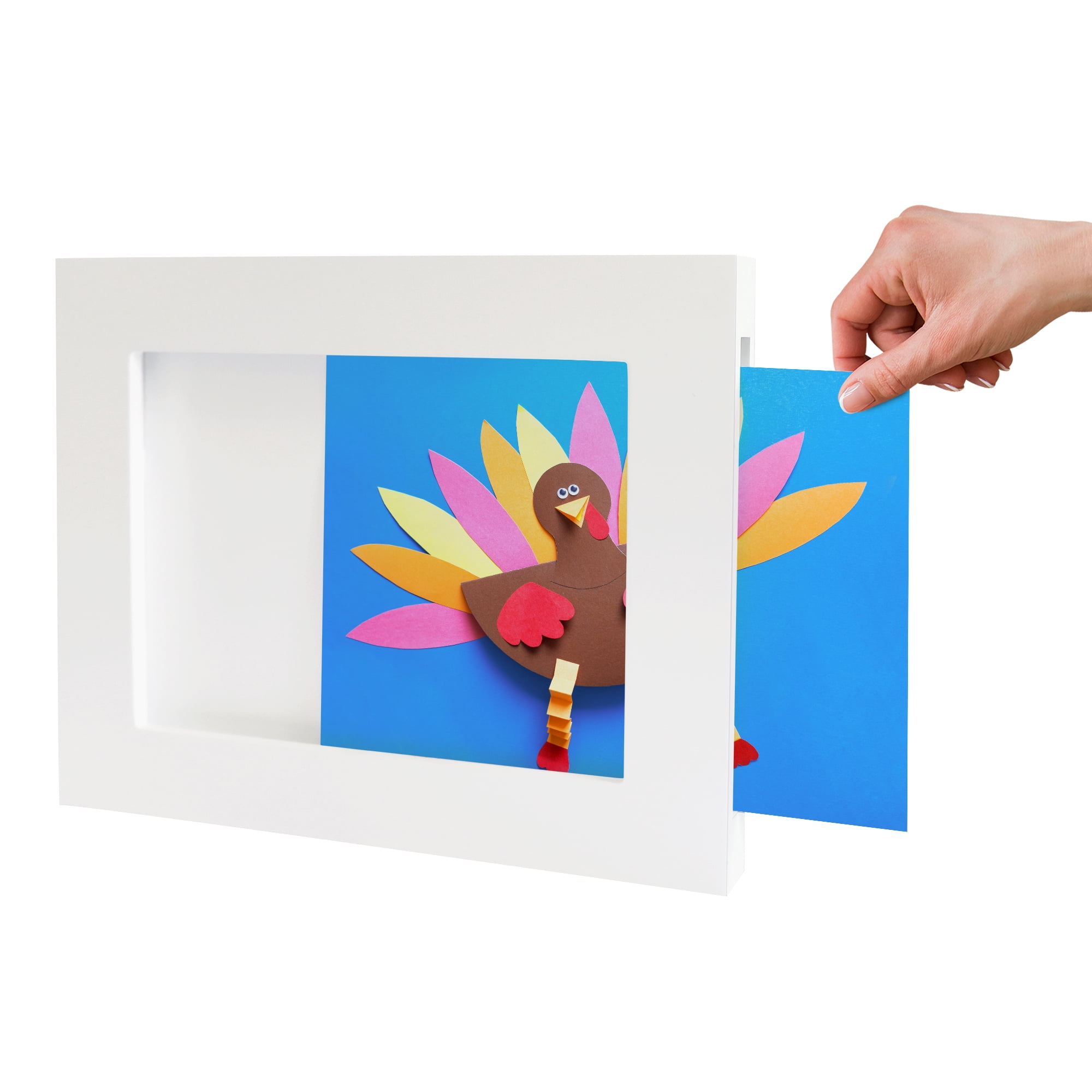 Americanflat 8.5x11 Kids Art Frame Holds 25 Artworks Slide Artworks One Storage Mini Molding - White