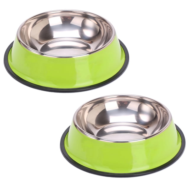 Cuencos de acero inoxidable para perros, antideslizantes, apilables, para comida y agua (paquete de 2)