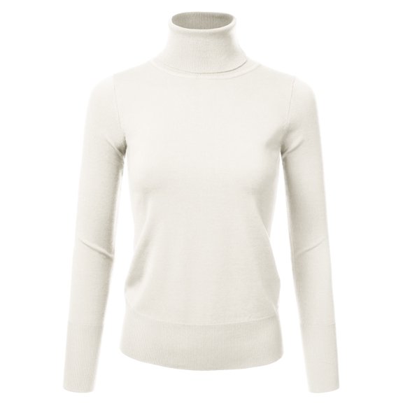 JJ Perfection Women's Stretch Knit Turtle Neck Long Sleeve Pullover Sweater with Plus Size