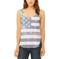 thumbnail image 1 of 4th of July Galaxy American Flag USA Juniors Flowy Side Slit Tank Top Multi MD, 1 of 2