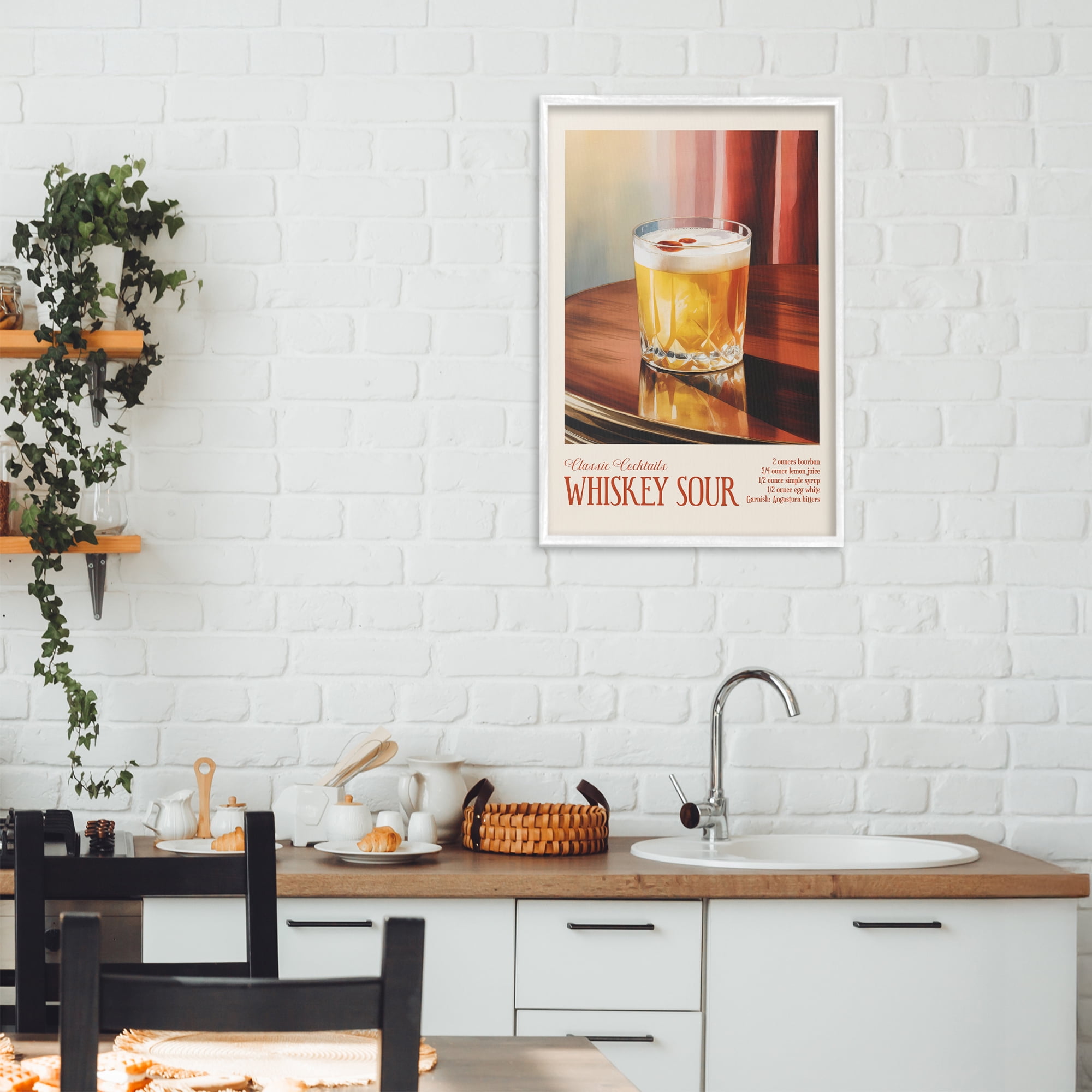 Stupell Industries Whiskey Sour on Table White Framed Giclee Art, design by Andreas Magnusson
