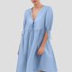 thumbnail image 1 of WILLBEST Vestido Informal De Mujer Con Escote En V Y Detalle De Cómodo Y Transpirable. Delantero Para Verano, Para Uso En Interiores Y Exteriores., 1 of 3