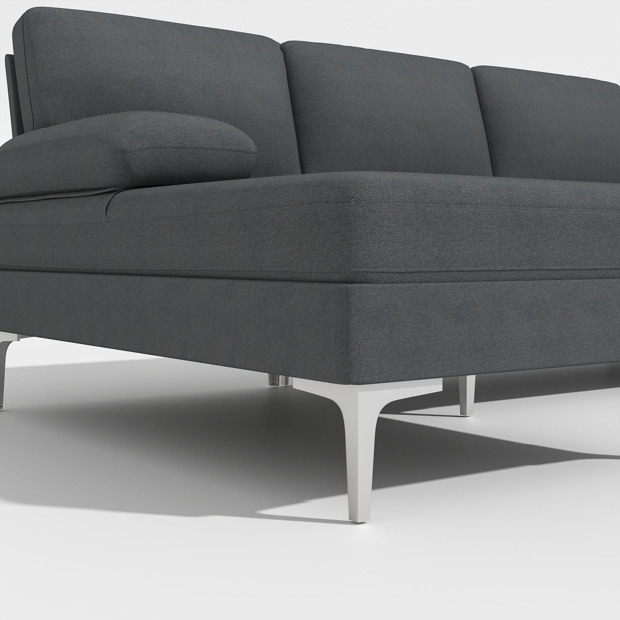 Kadyn U-Shaped Fabric with Two Imperial Concubine Iron Feet 4 Seats Indoor Modular Sofa, Sofa Couch for Living Room, Dark Gray
