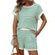 thumbnail image 2 of TaTaai Women Stripe Round Neck 2 Piece Set Short Sleeve Top and Shorts Polyester Soft Casual Fashion Spring Summer Daily Home Wear Gift, 2 of 8