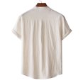 thumbnail image 5 of Lolmot Men Short Sleeved Cotton Linen Casual Shirts Solid Color Stand Collar Loose Tops Sports Vacation Beach Top Shirt Blouse with Pocket, 5 of 5