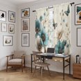 thumbnail image 5 of Teal Tulip Butterfly Kitchen Curtain for Berdoom Living Room Cafe 72 Inch Length, Turquoise Floral Farmhouse Beige Tiers Curtains Light Filtering Drapes Rod Pocket Window Treatment 2 Panels 52"Wx72"L, 5 of 8