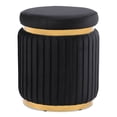 thumbnail image 2 of Furniture of America Rigi Modern 15" Upholstered Round Stool, Black and Gold, 2 of 8