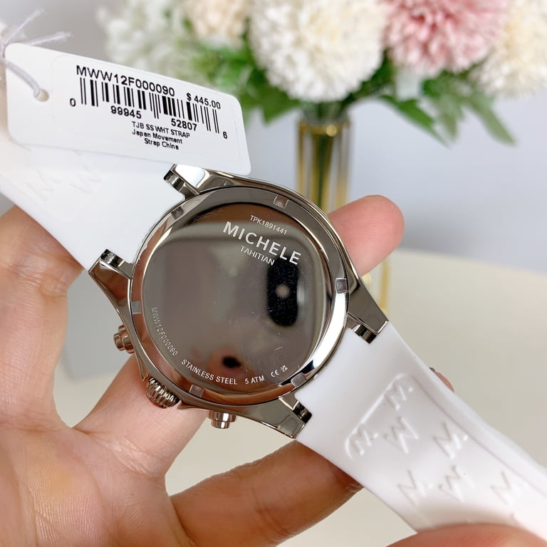 MICHELE Silver Dial White Silicone Strap
Women\'s Tahitan 40mm Watch MICHELE Tahitian Jelly Bean Womens Watch, White Silicone  main image 3