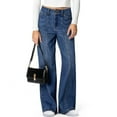 thumbnail image 5 of Hearthz Wide Leg Woman Jeans High Waisted Stretchy Straight Leg Baggy Jeans for Women Trendy Seamed Front Loose Denim Pants for Women with Pockets, 5 of 6