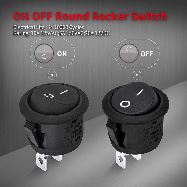 5 uds interruptor basculante redondo encendido apagado DC12V-24V interruptor de palanca para coche automotriz