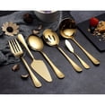 thumbnail image 2 of Ksopiavobs 6-Piece Gold Serving Flatware Silverware Set,Stainless Steel Serving Utensil Set,Include Cake Server, Slotted Serving Spoon, Serving Spoon, Cold Meat Fork, Butter Knife, Soup Ladle, 2 of 7
