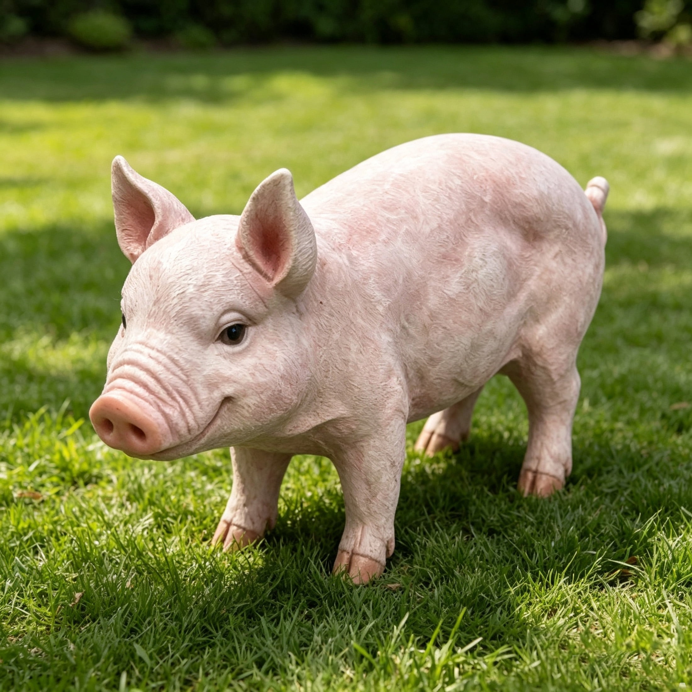 GDF Studio Pink Pig Resin Indoor/Outdoor Guardian Statue, Weather-Resistant Decor Figurine for Garden & Courtyard