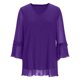 thumbnail image 4 of Ounisa Womens Ruffle 3/4 Sleeve V Neck Double Layers Mesh Blouses Loose Fit Flowy Tunic Tops, 4 of 5