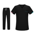 thumbnail image 1 of Conjunto de uniforme de enfermera para hombre y mujer, ropa de trabajo de enfermera transpirable y amigable con la piel, cintura elástica, ropa de Negro, 1 of 8