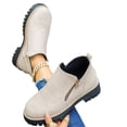 thumbnail image 4 of Willtoo Fall Shoes for Women 2026 Ankle Boots Side V Cut Platform Chunky Heels Short Booties with Zipper Round Toe Low Heel Comfortable Walking Non Slip Boot Low-top Loafer, 4 of 5