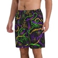 thumbnail image 2 of Kdxio Neon Mardi Gras Pattern Mens Casual Shorts - Drawstring Summer Beach Sports Shorts for Men, 2 of 9