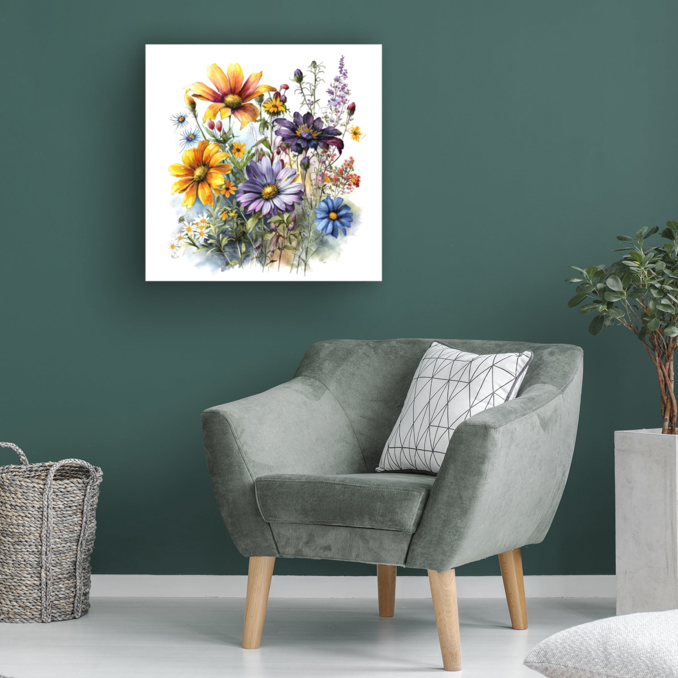 Canvas Wall Art - Ray Heere 'Watercolor Wildflowers 12' Wall Art