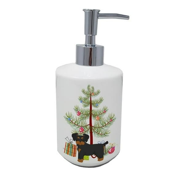 7 x 3.5 in. Unisex Morkie Christmas Tree Ceramic Soap Dispenser