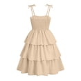 thumbnail image 4 of ITSAME Girls Slip Dresses Tiered Ruffle A-Line Sleeveless Summer Casual Tunic Dress Beige Size 13, 4 of 9