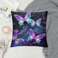 thumbnail image 2 of Shangniulu Beautiful Butterfly Throw Pillow Case Covers, Black and Purple Butterfly Decor Gifts Square Pillowcase, Decorative Pillow Cushion Covers for Couch, Bedroom, Home, Bed, Sofa, Car Seat, 2 of 5