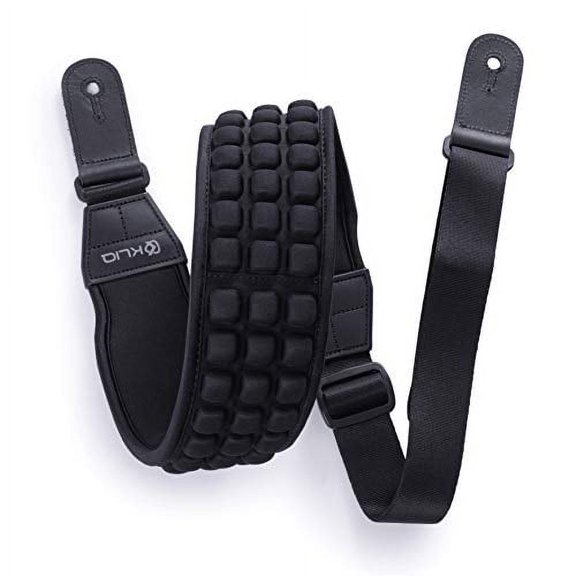 KLIQ AirCell Guitar Strap for Bass & Electric Guitar with 3" Wide Neoprene Pad and Adjustable Length from 46" to 56" (Regular), Black