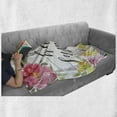 thumbnail image 6 of Saying Soft Flannel Fleece Throw Blanket, Hand Lettering Hello Summer Message Watercolor Style Blossoming Seasonal Flowers, Cozy Plush for Indoor and Outdoor Use, 70" x 90", Multicolor, by Ambesonne, 6 of 6