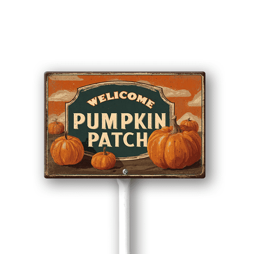 Welcome To Pumpkin Patch Sign With Metal Stake Fall Pumpkin Autumn Thanksgiving Harvest Neighborhood Farm Lawn Prop Porch Decorations,Street Outdoor Aluminium Décor 12"x8"