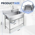 thumbnail image 5 of Commercial Utility Sink, Utility Sink, Freestanding Single Bowl Laundry Sink, 40x23x30 Inch Freestanding Laundry Tub with Hot & Cold Water Pipes and pull-out Faucet for Home Laundry Room, 5 of 8