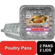 Handi-Foil Square Aluminum Poultry Pans w/ Lids, 2 Count