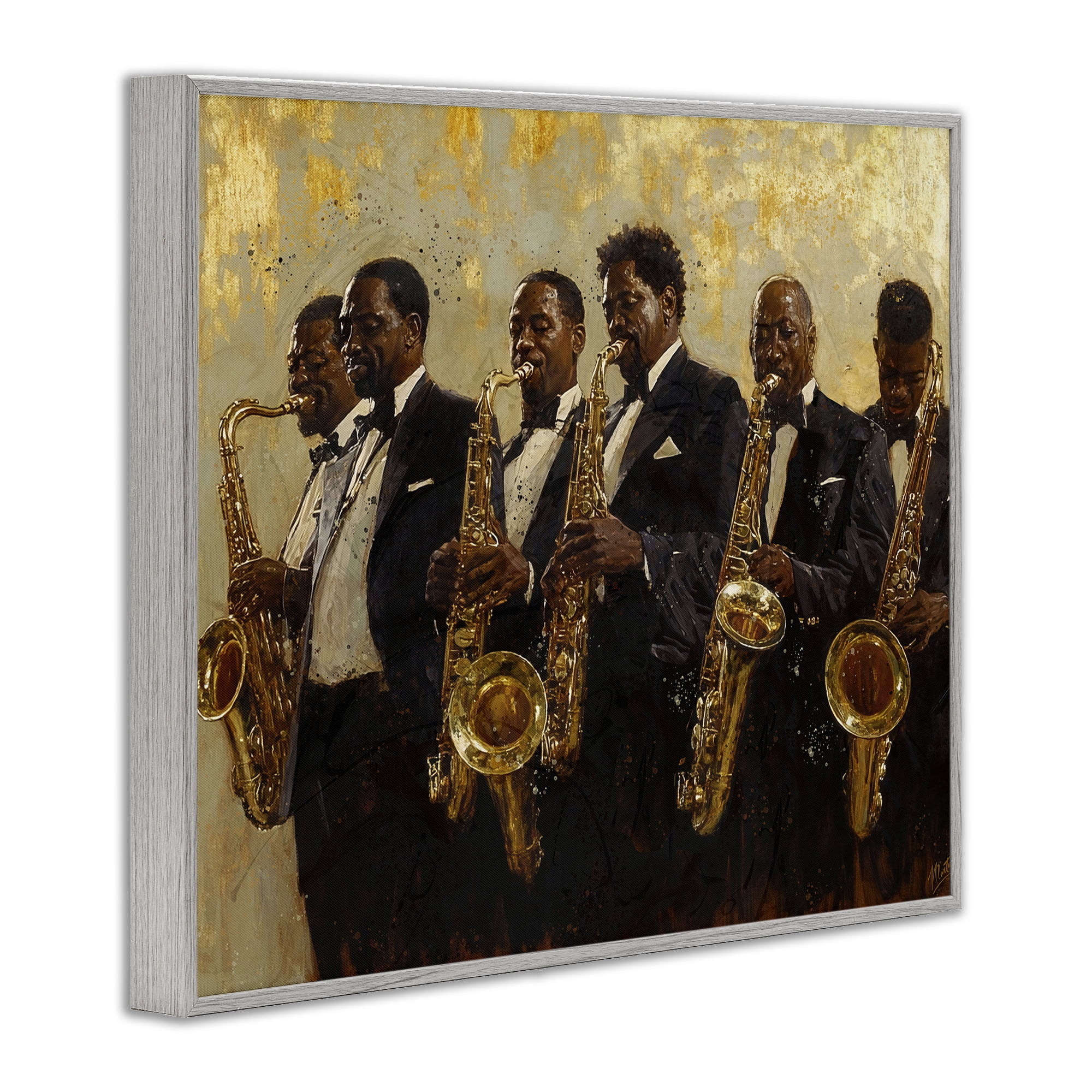 Golden Era Ensemble Gray Framed Giclee Art, design by Marta Wiley