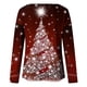 thumbnail image 5 of Blusa de manga larga con cuello redondo y estampado de árbol de Navidad para mujer Pompotops  FGAJ12544, 5 of 5